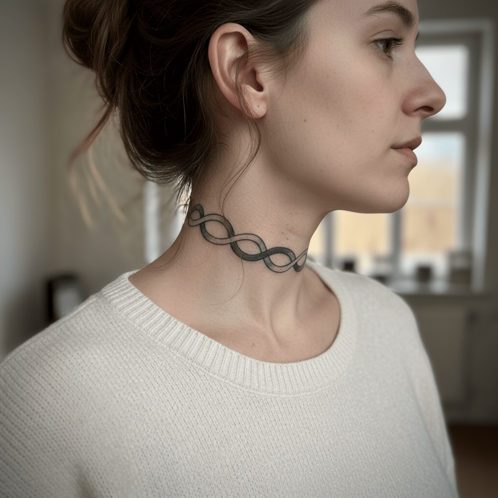Ewigkeitsknoten Tattoo: Eleganz und Symbolik für den Hals