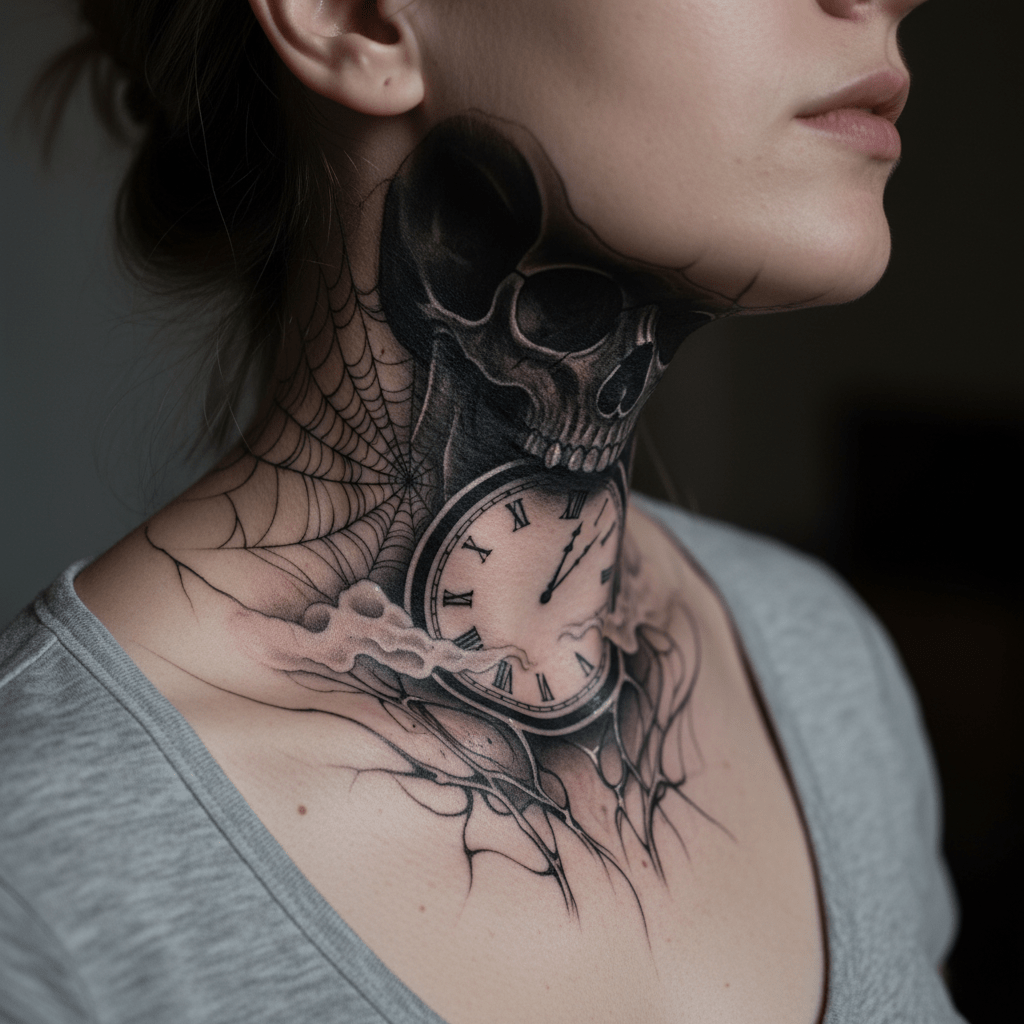 Faszinierende Horror-Tattoos für den Hals: Mystik, Eleganz und Stärke in einem Kunstwerk