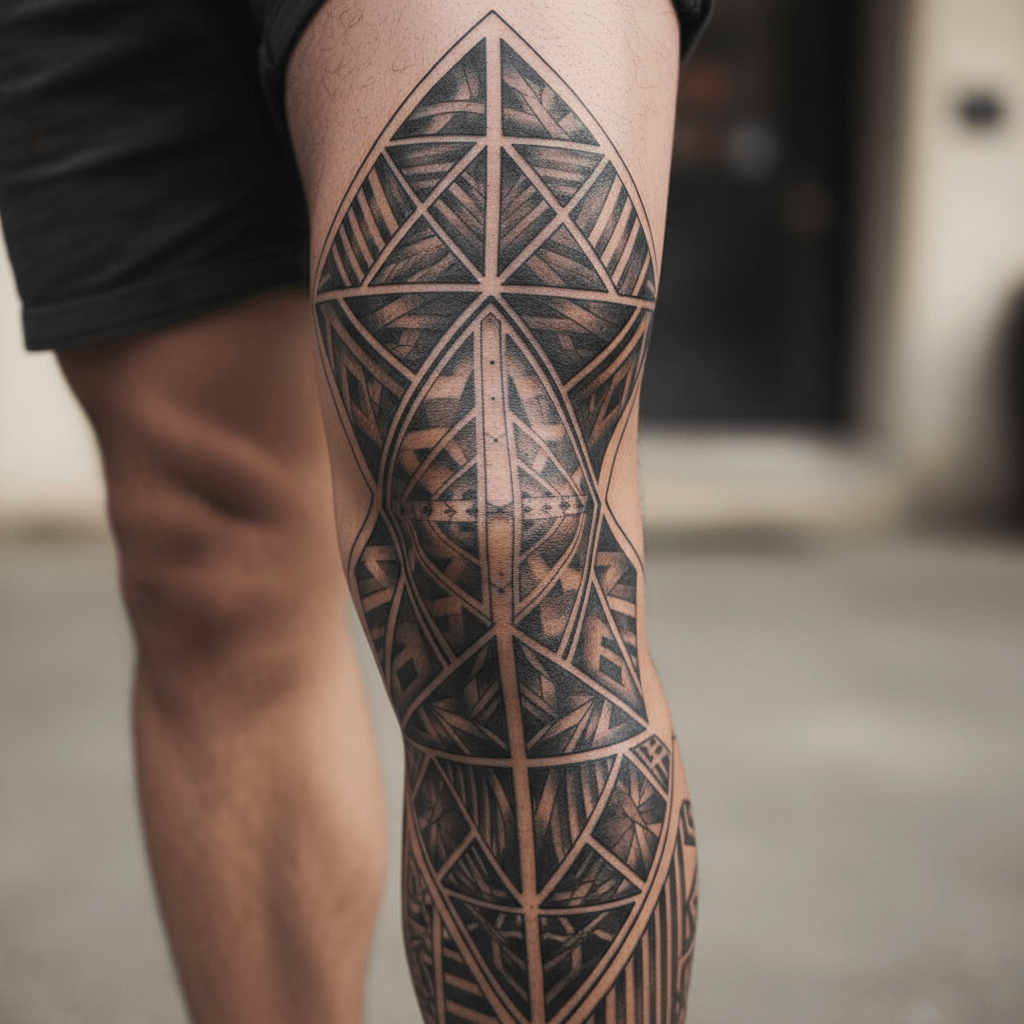 Geometric leg tattoos: dynamic and masculine designs for men