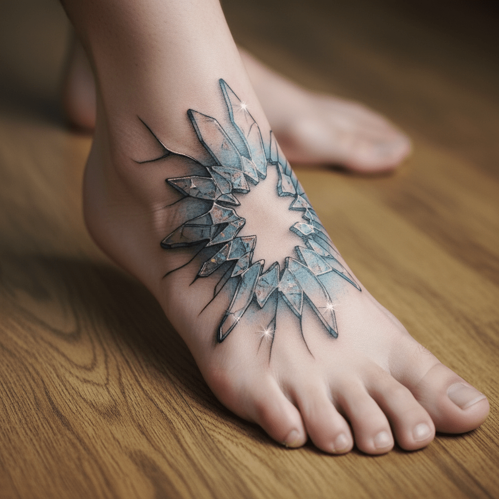 Tatouage d&rsquo;art en verre 3D : une illusion fascinante pour le pied féminin