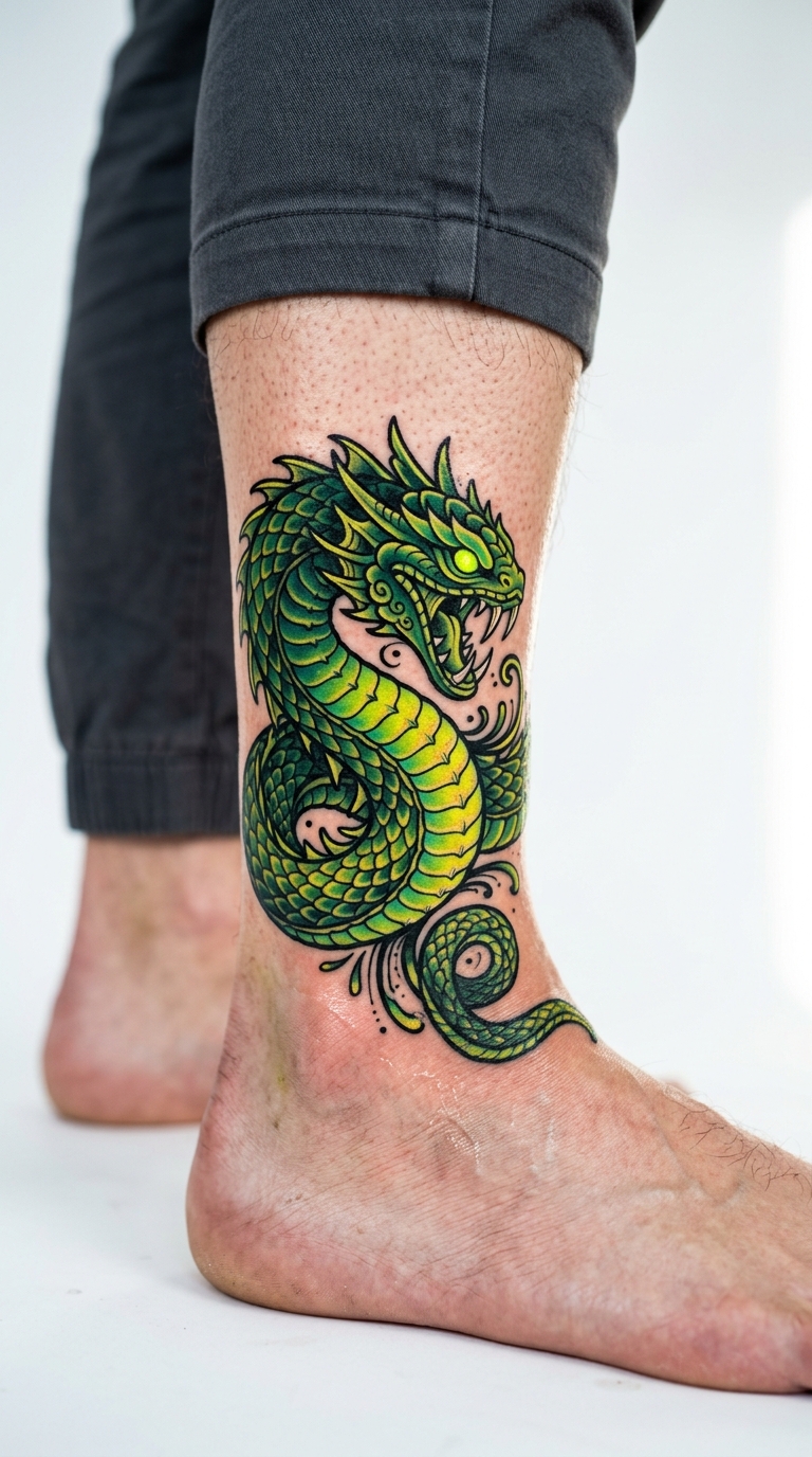Basilisk als Tattoo Vorlage für den Knöchel