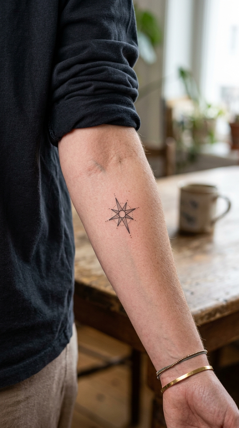 Tattoo Vorlage Sternschnuppe im minimalistischen Stil für den Arm