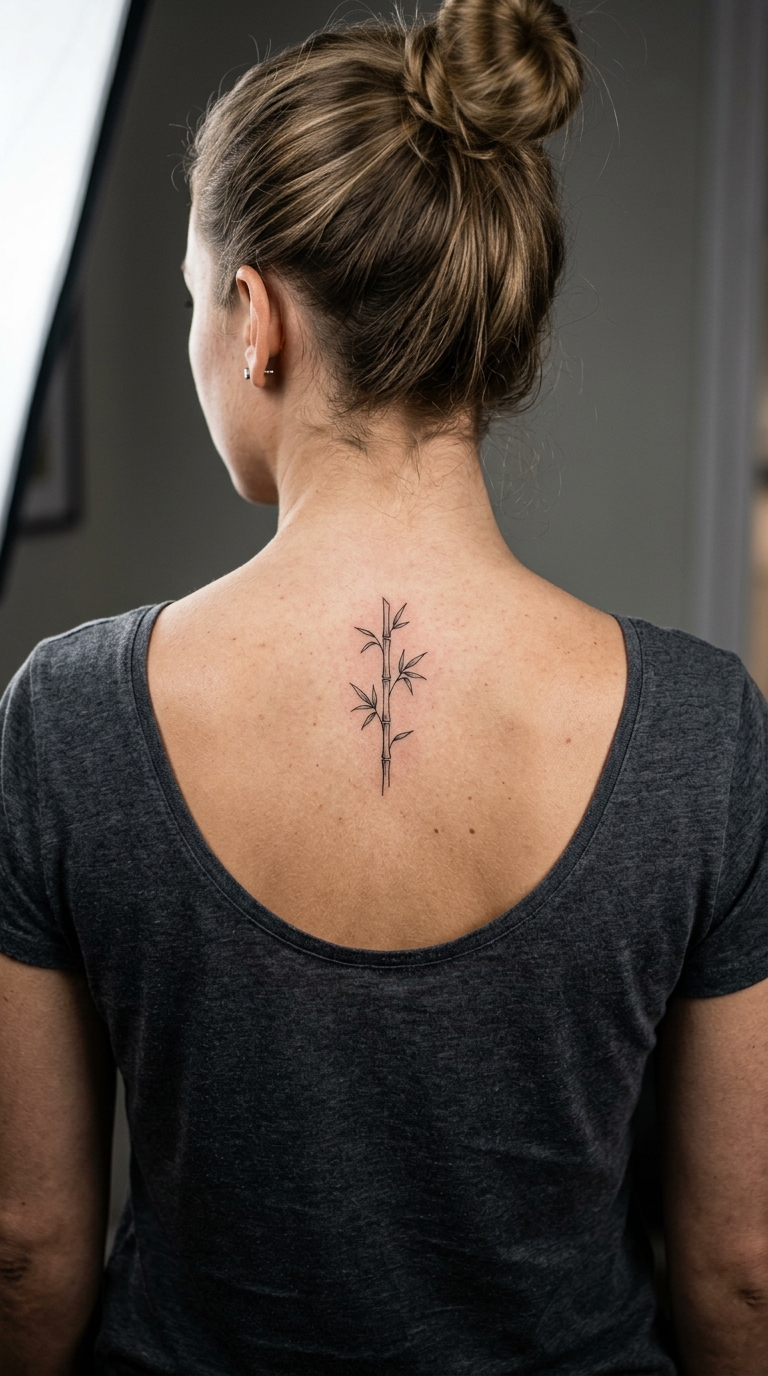 Bambus als filigranes Tattoo für den Rücken
