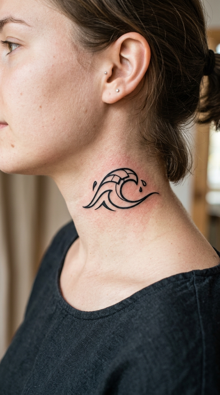 Brechende Welle als Zeichen Tattoo für den Hals