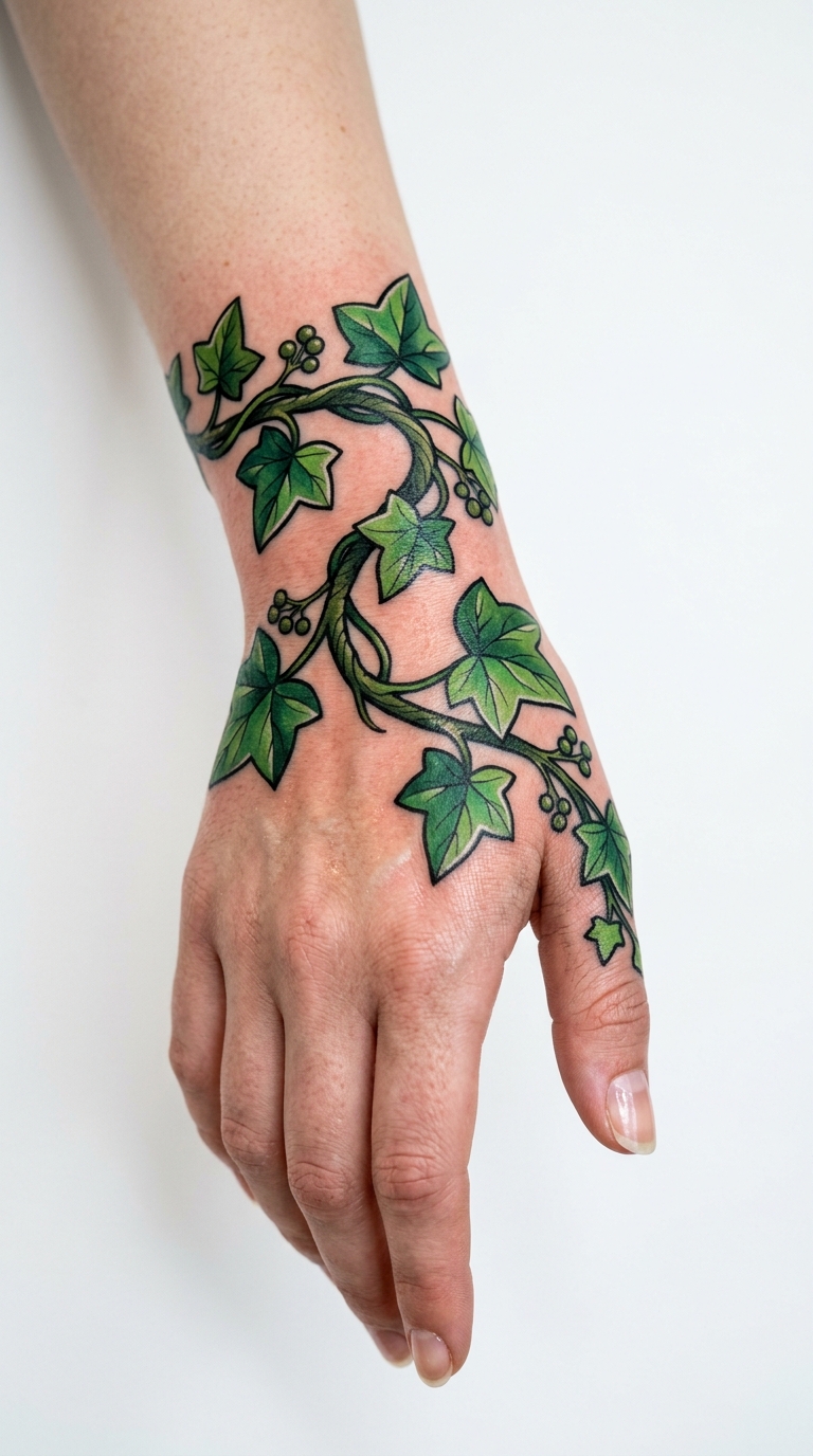 Efeuranke als Anime Tattoo Idee für die Hand
