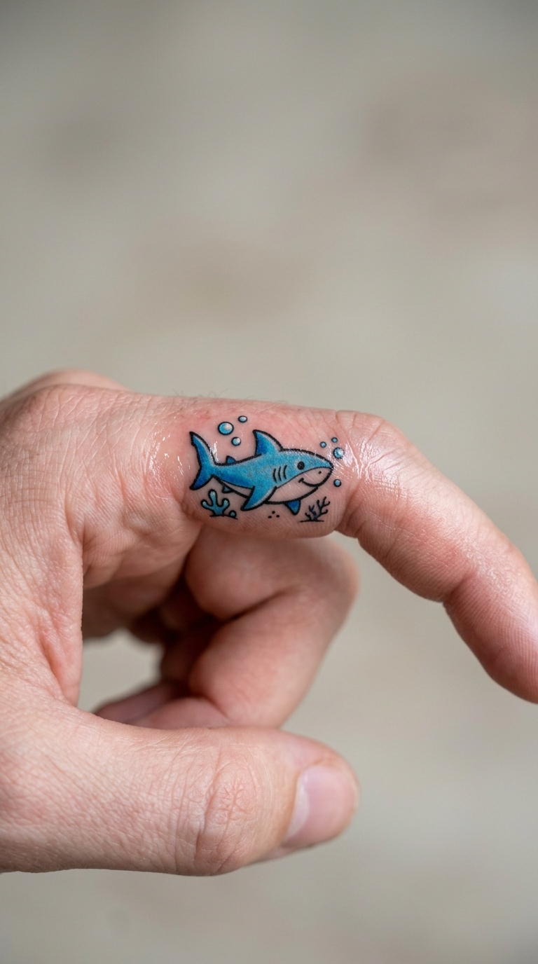 Haifisch Tattoo Idee für den Finger
