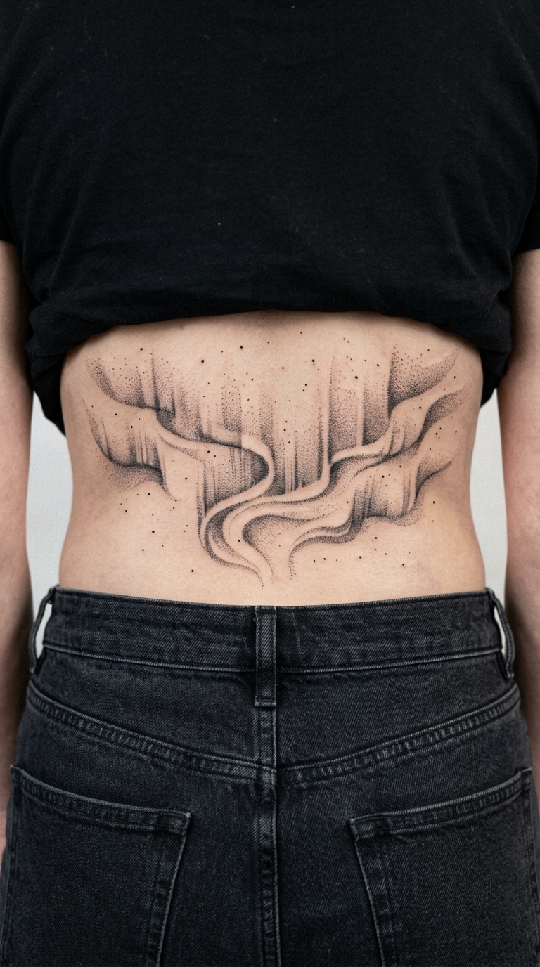 Nordlicht Tattoo Idee für das Steißbein