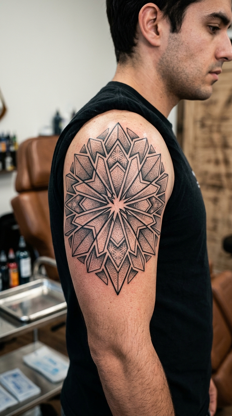 Spiegelscherben Tattoo Idee für den Oberarm