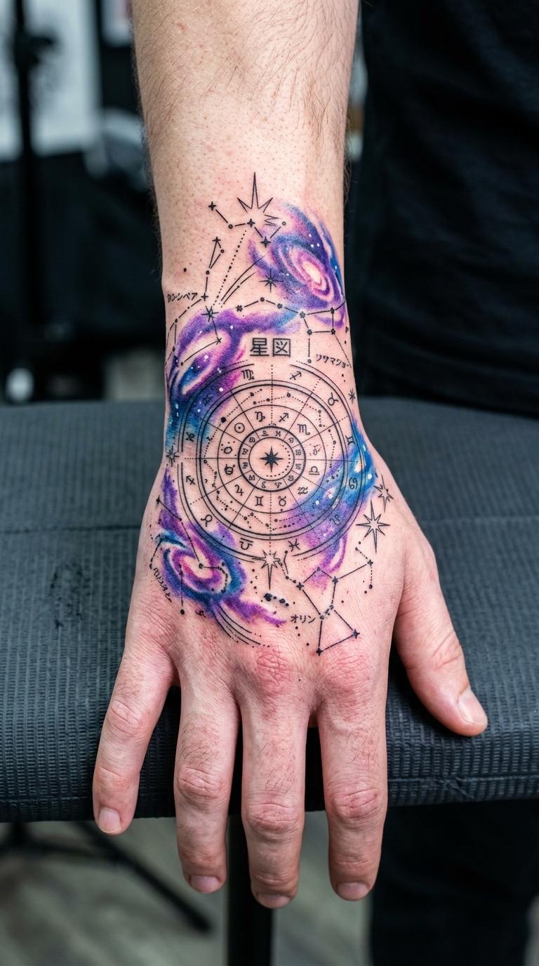Sternenkarte Tattoo Idee für die Hand