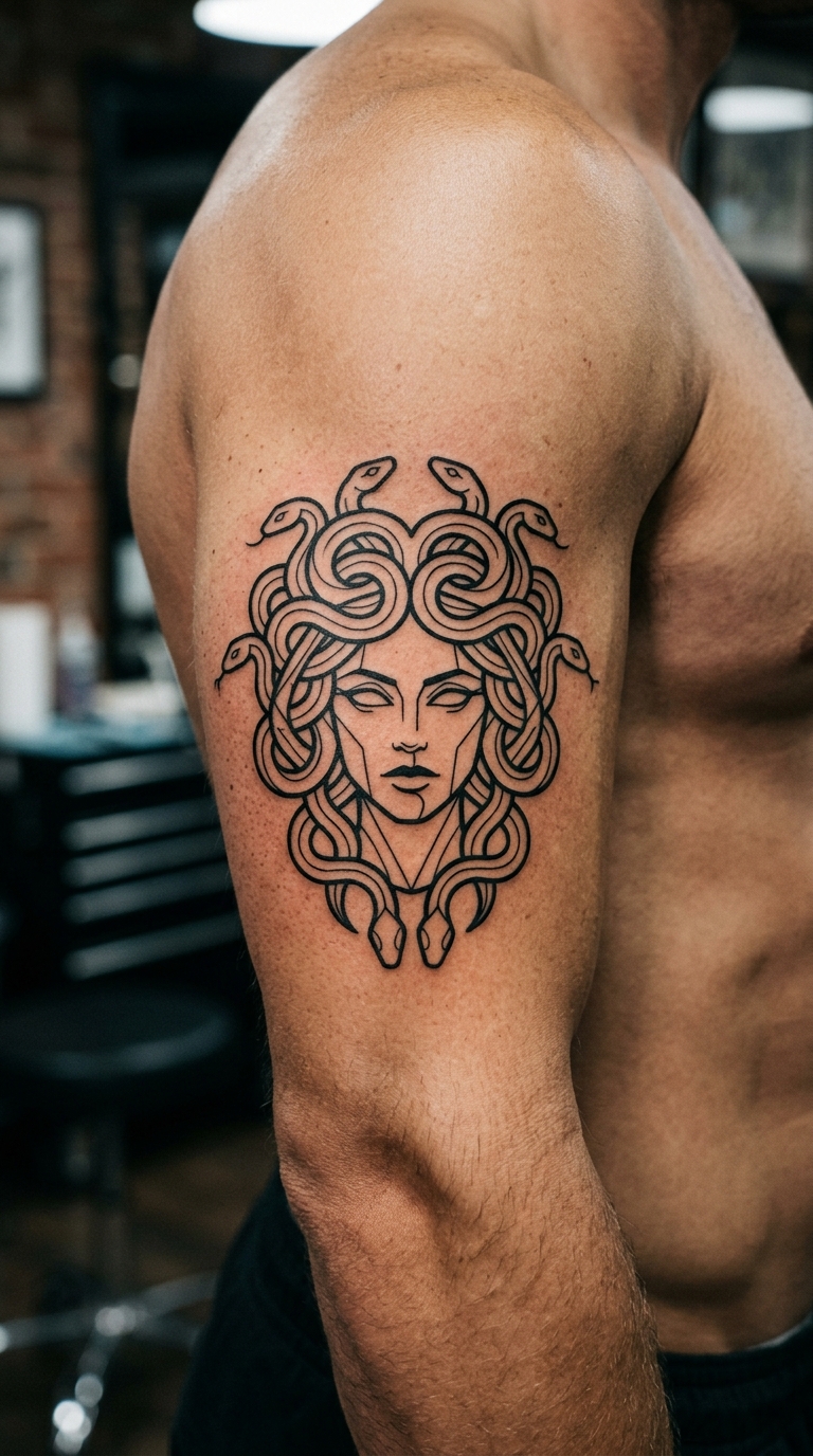 Tattoo Vorlage Medusa als grafisches Zeichen