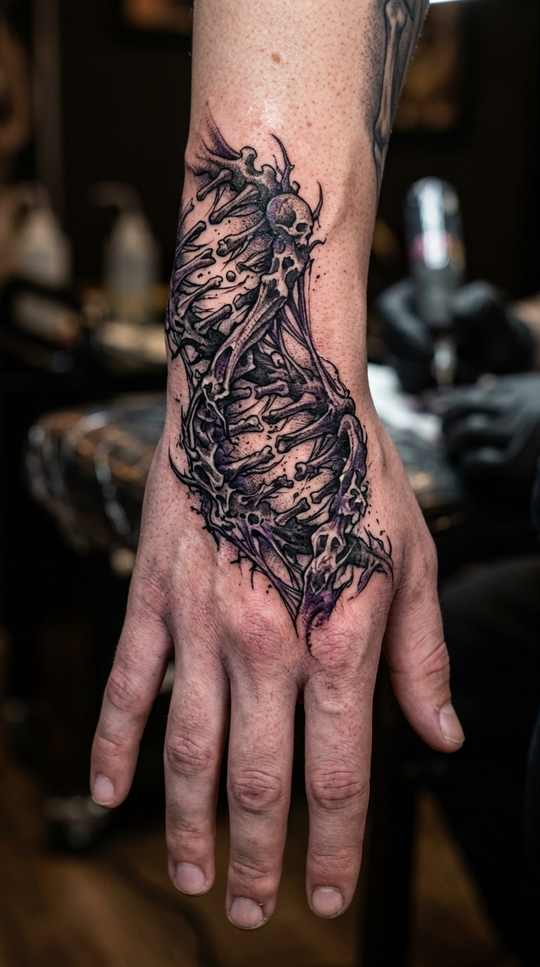 DNA Strang als Horror Tattoo für die Hand