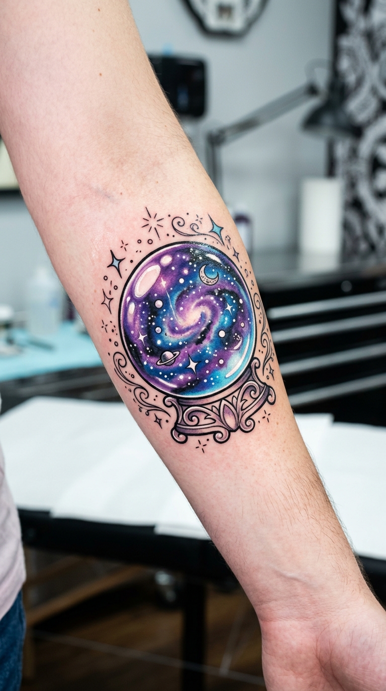Kristallkugel als Anime Tattoo Idee für den Arm