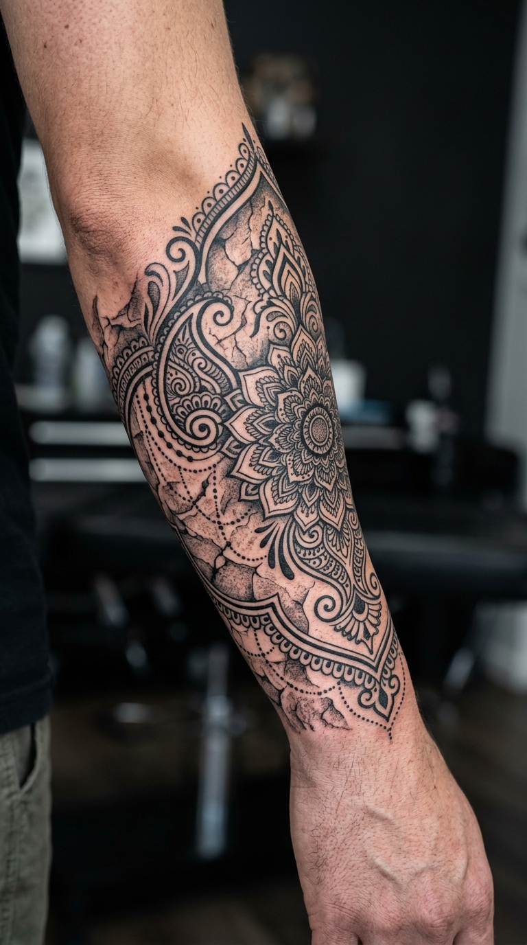 Verwitterter Fels als Henna Tattoo Idee für den Arm