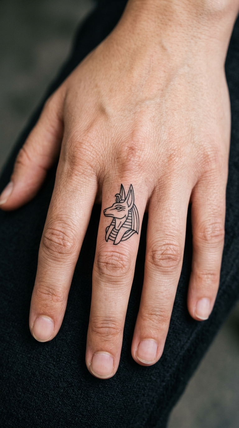 Anubis als ägyptisches Symbol Tattoo für den Finger