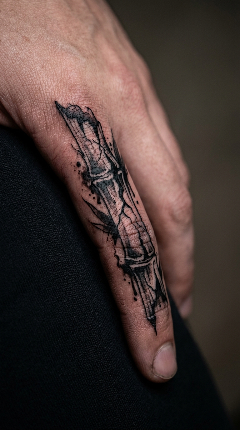 Bambus als unheimliches Horror Tattoo für den Finger