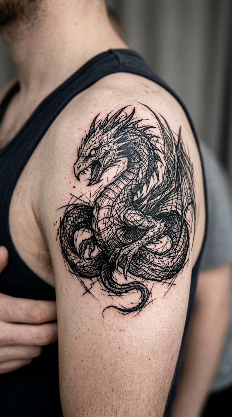 Basilisk Tattoo Idee für die Schulter