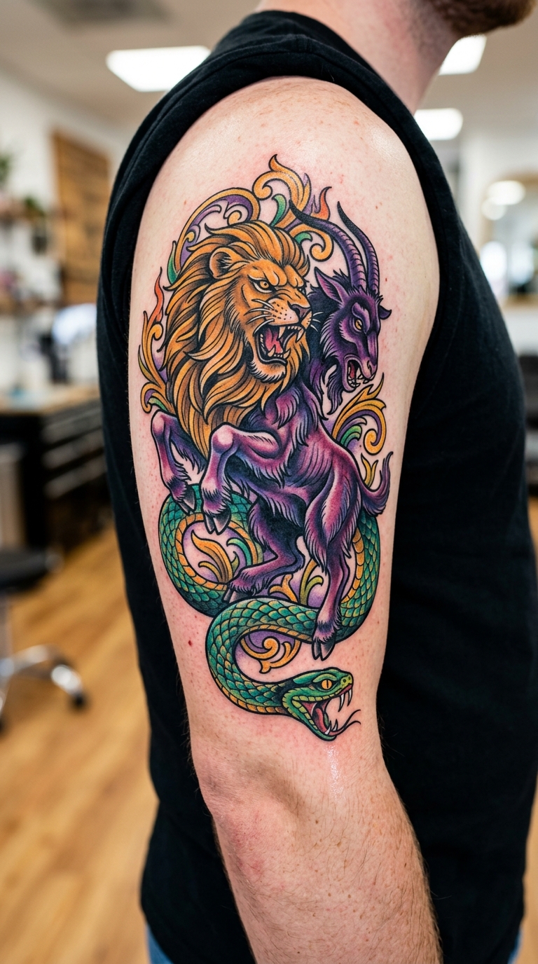 Chimäre Tattoo Idee für den Arm