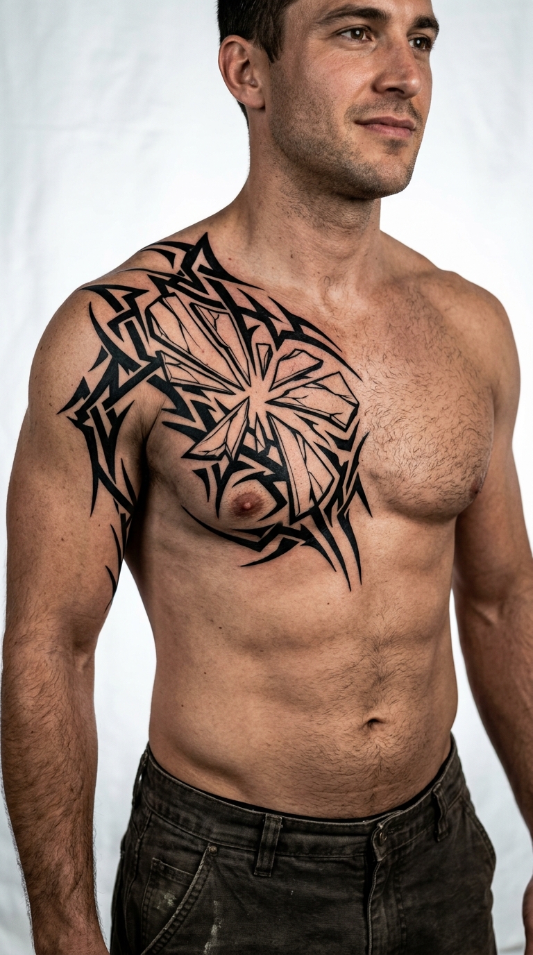 Spiegelscherben Tattoo Idee für Brust & Oberkörper