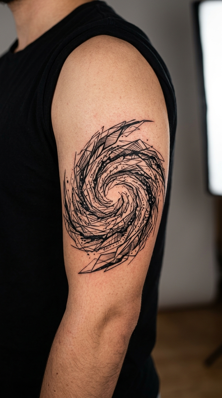 Spiralgalaxie Tattoo Idee für den Oberarm