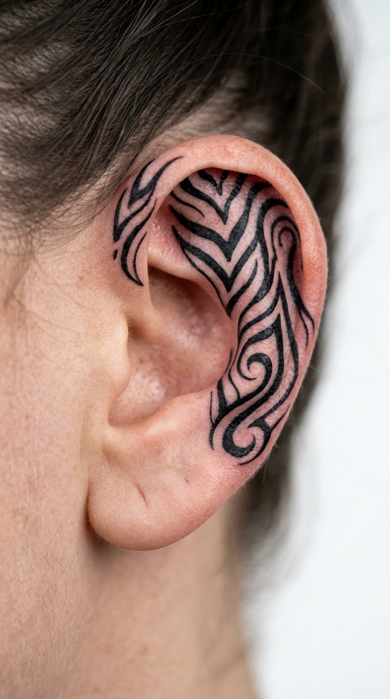 Tattoo Vorlage Zebra Muster als Zeichen für das Ohr