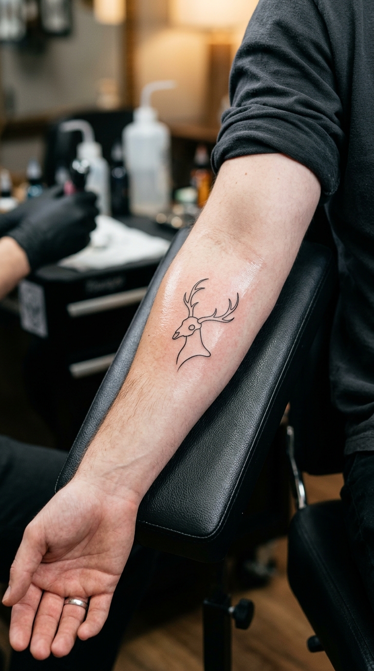 Wendigo als minimalistisches Tattoo für den Unterarm