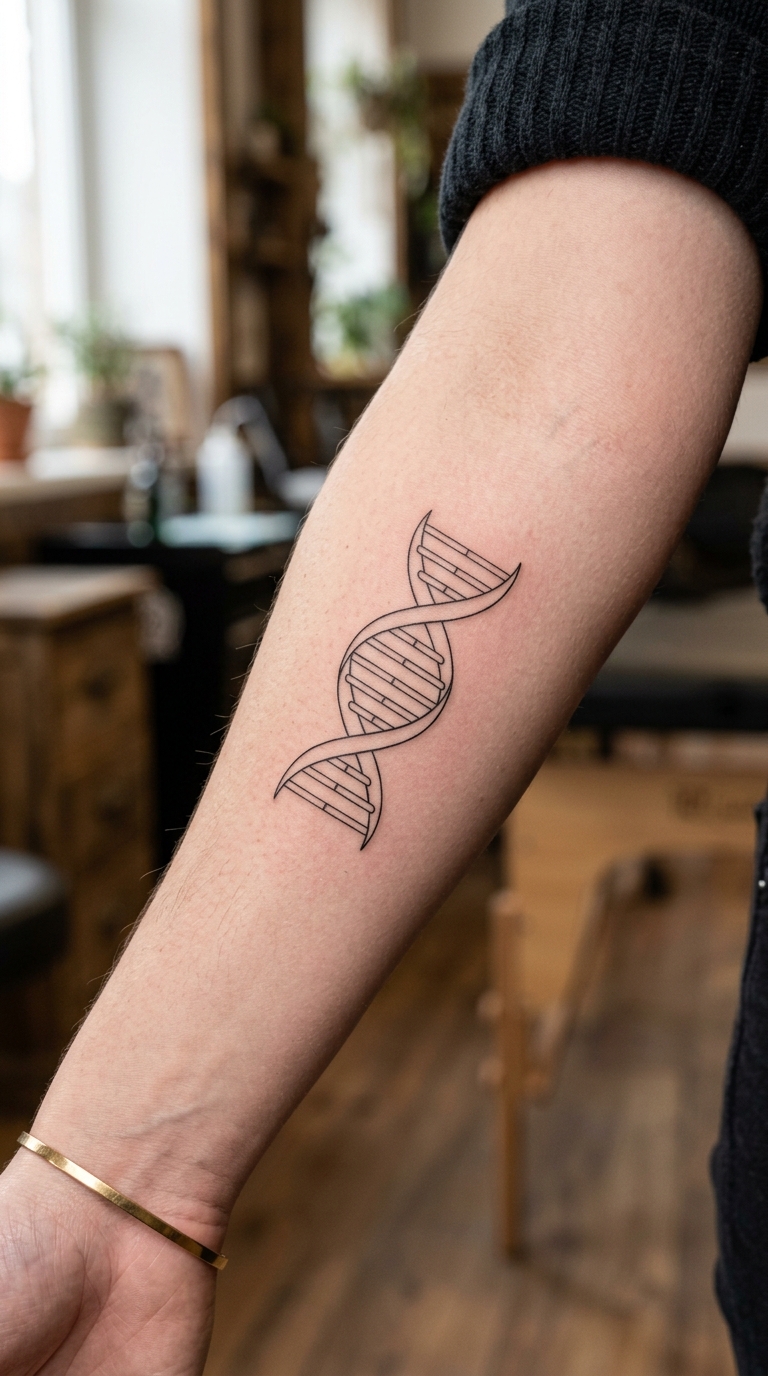DNA Doppelhelix als dezentes Arm Tattoo