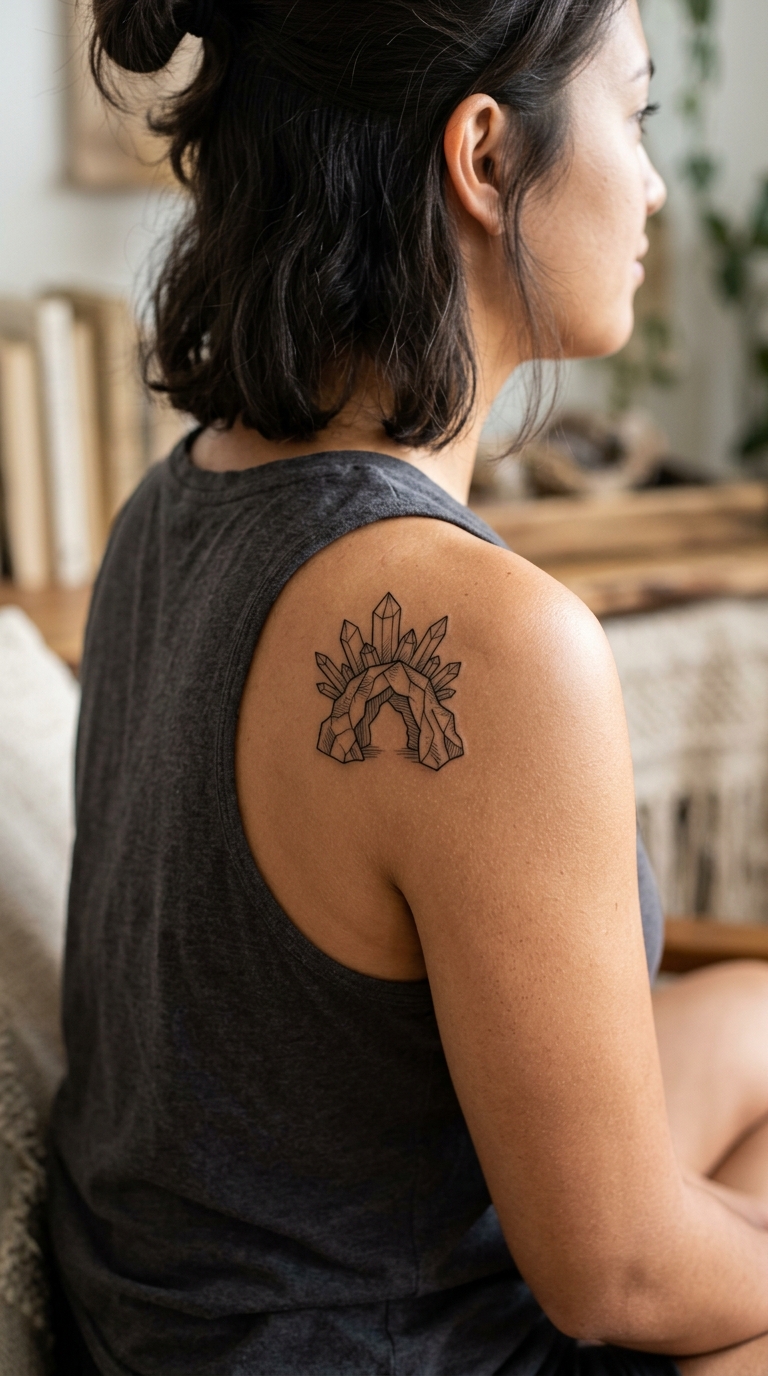 Kristallhöhle als dezentes Tattoo für die Schulter