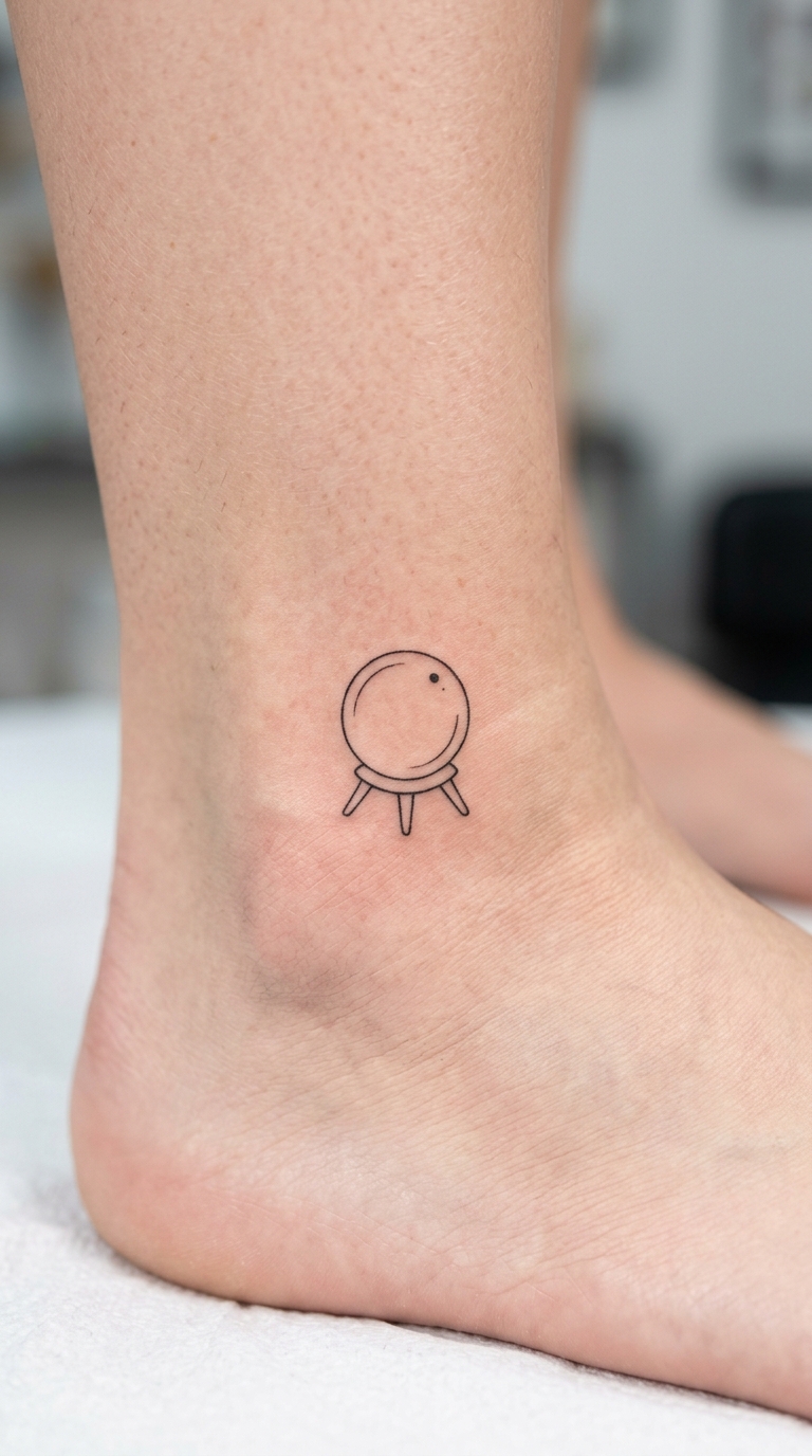 Kristallkugel Tattoo Idee für den Fuß