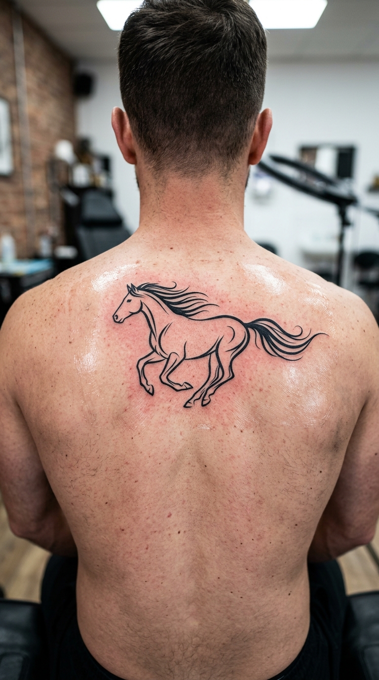 Galoppierendes Pferd als Symbol Tattoo für den Rücken