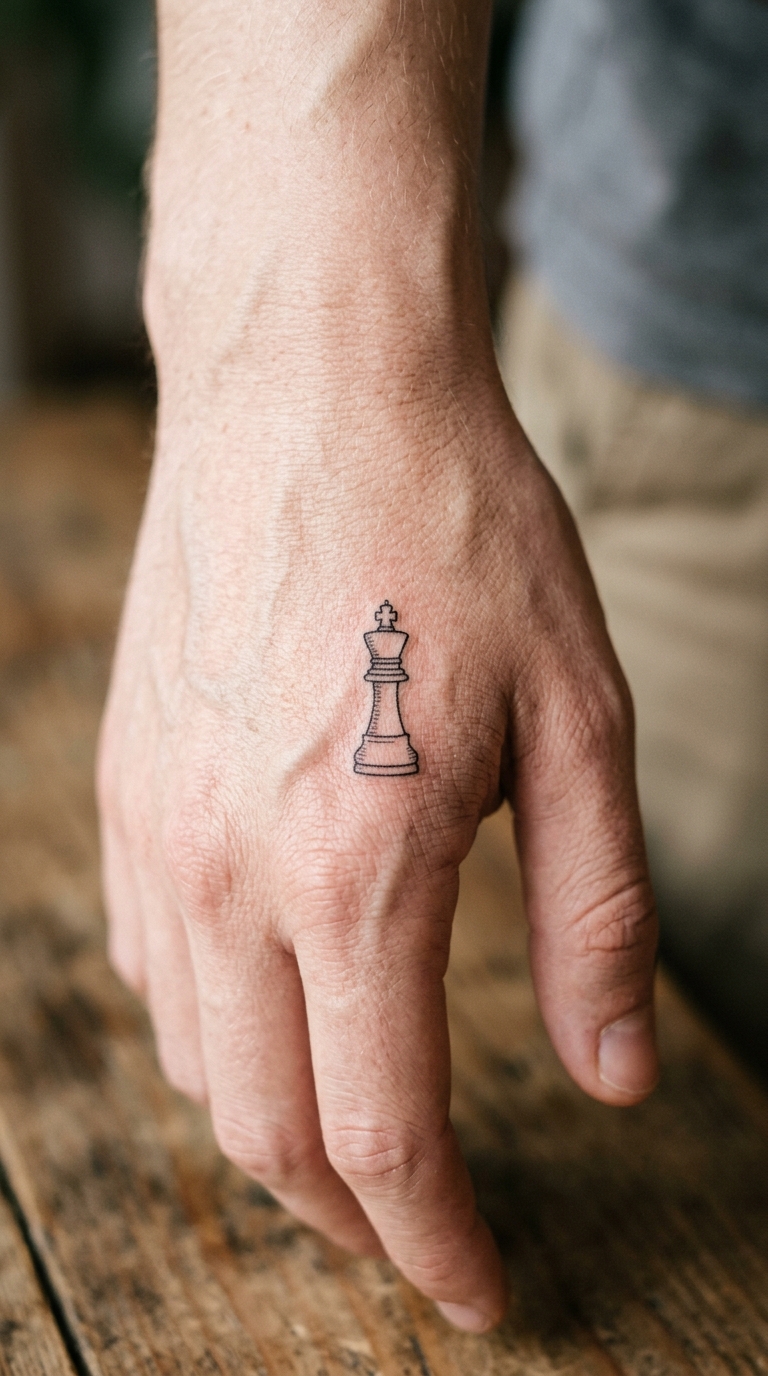 Minimalistisches Schachfigur Tattoo für die Hand