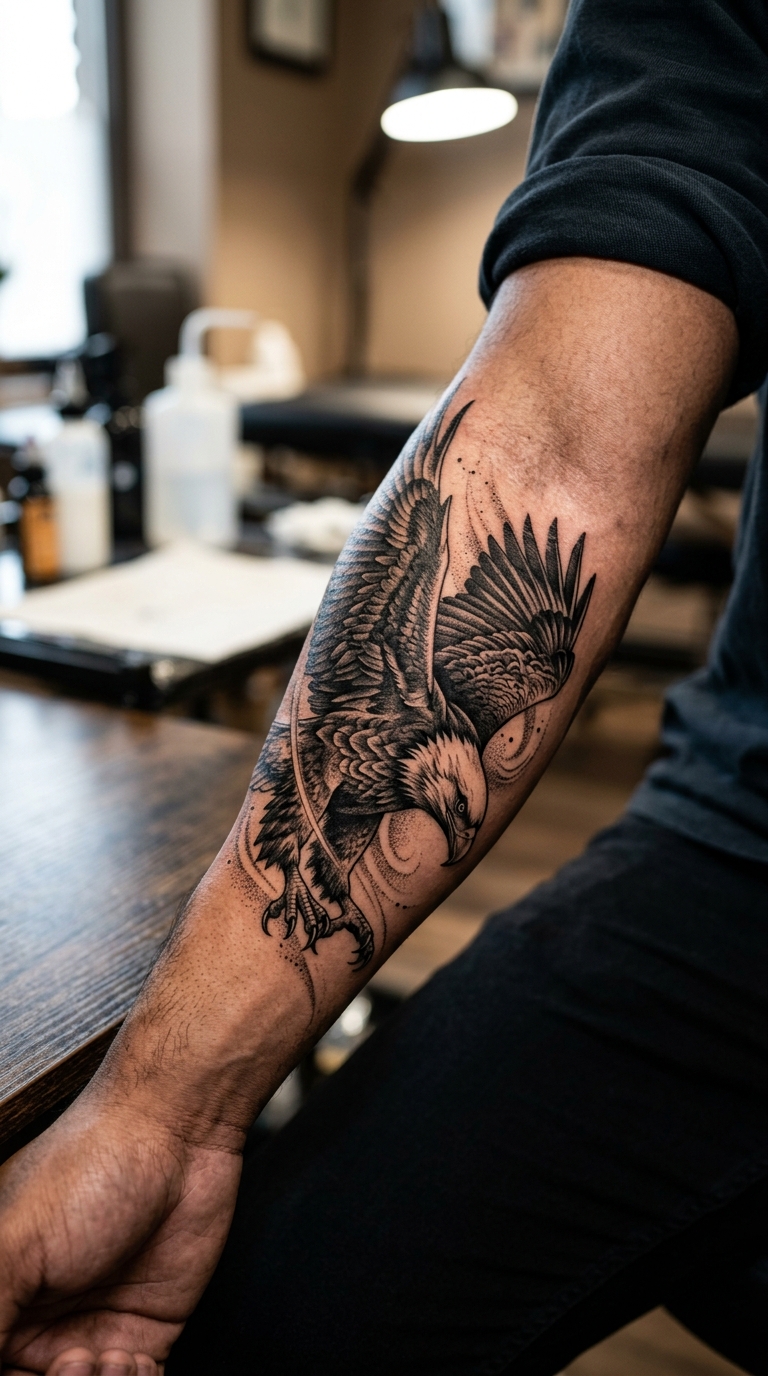 Sturzflug Adler Tattoo Idee für den Unterarm