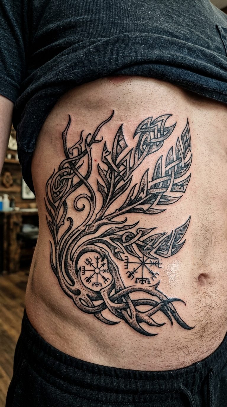 Tiefseepflanze als Wikinger und Celtic Tattoo für den Bauch