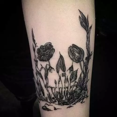 Blumen Tattoo schwarz/weiss