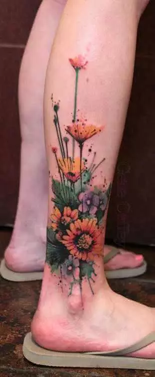 buntes Blumen Tattoo