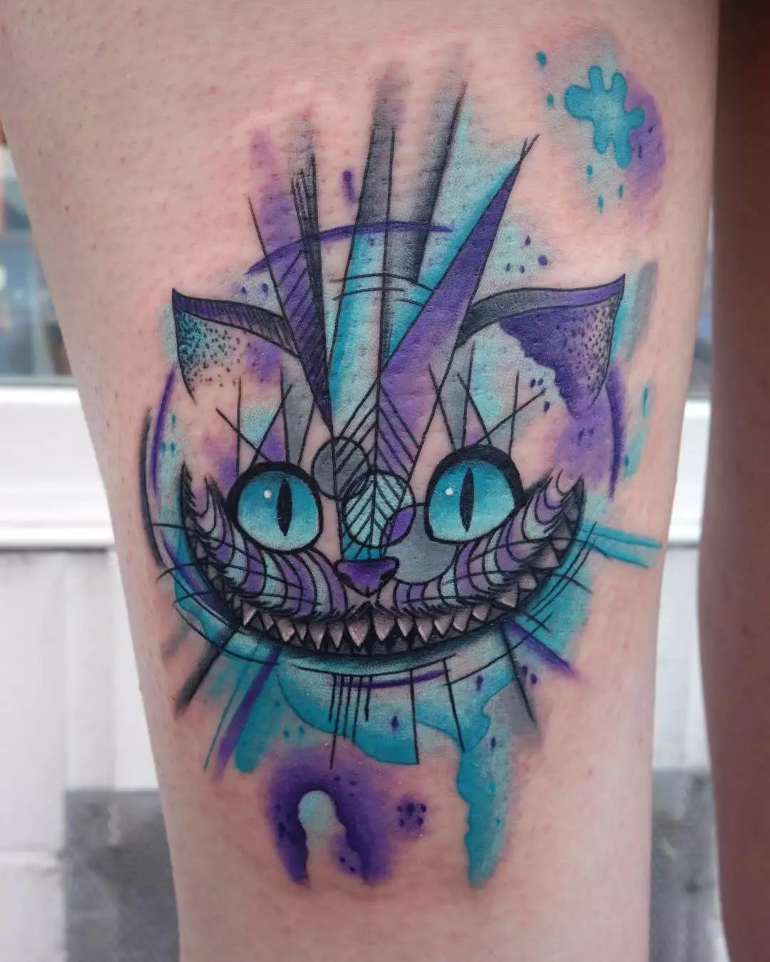 Cheshire Cat Aquarell Tattoo