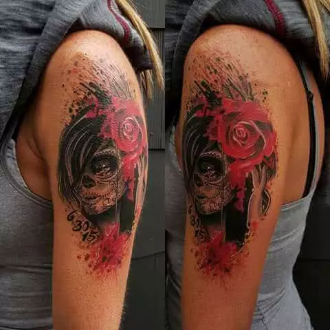 Deadskull mit roter Rose