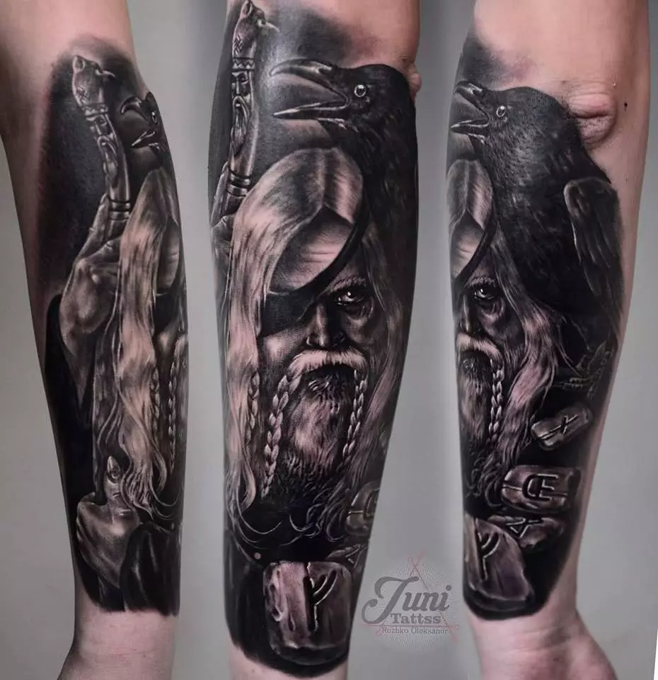 Unterarm Odin Hugin und Munin